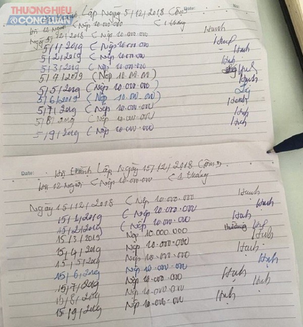 Những lần đ&oacute;ng hụi tiền triệu nhưng được ghi sơ s&agrave;i tr&ecirc;n mảnh giấy.