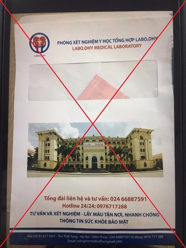 Hình ảnh mạo danh Bệnh viện Đại học Y Hà Nội được quảng cáo công khai (Ảnh Bệnh viện Đại học Y Hà Nội)