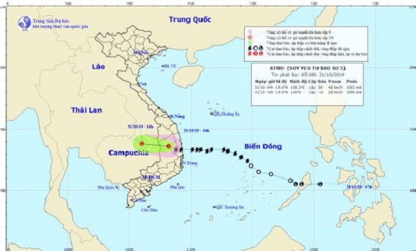 Tâm áp thấp nhiệt đới trên đất liền tỉnh Gia Lai