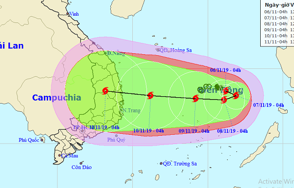 Bão Nakri mạnh cấp 8 di chuyển vào Nam Trung bộ