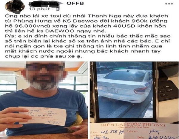 Tài xế taxi “chặt chém” khách tây bị phạt hơn 14 triệu đồng
