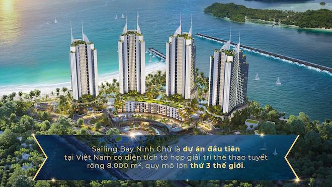 Sailing Bay Ninh Chữ là dự án đầu tiên tại Việt Nam có diện tích tổ hợp giải trí thể thao tuyết rộng 8.000m2, quy mô lớn thứ 3 thế giới