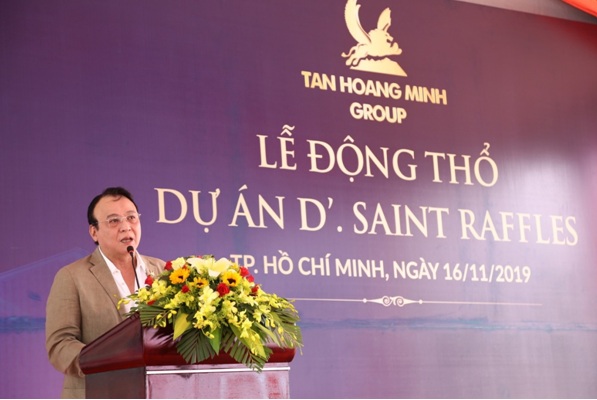 Ông Đỗ Anh Dũng, Chủ tịch – Tổng giám đốc Tập đoàn Tân Hoàng Minh phát biểu tại buổi lễ