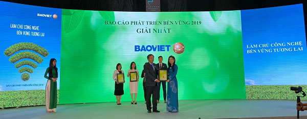 Bảo Việt được vinh danh quán quân ở cả 2 hạng mục giải quan trọng: Giải Top 10 Báo cáo thường niên xuất sắc nhất (nhóm Large Cap), Giải Nhất Báo cáo phát triển bền vững