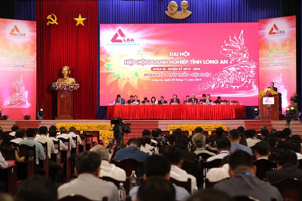 Quang cảnh Đại hội Hiệp hội DN tỉnh Long An lần thứ III, nhiệm kỳ 2019 – 2024