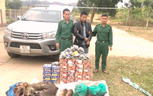 Kon Tum: Bắt đối tượng vận chuyển trái phép pháo nổ và thú rừng