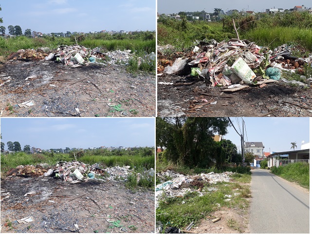 Không chỉ có tuyến đường Đặng Văn Chơn, dọc đường Đặng Đại Độ nối ra cầu Bửu Hòa cũng xuất hiện những bãi rác tự phát