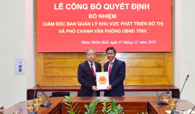 Ông Huỳnh Minh Khang được bổ nhiệm làm Giám đốc BQL khu vực phát triển tỉnh Thừa Thiên Huế