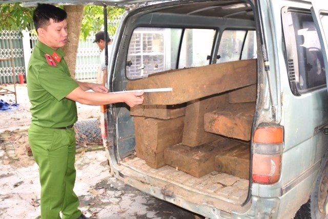 Quảng Nam:Tạm giữ hai xe ô-tô chở 46 phách gỗ lậu