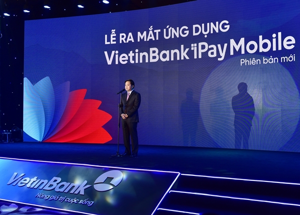 Chủ tịch HĐQT VietinBank Lê Đức Thọ phát biểu tại Lễ ra mắt “Ứng dụng VietinBank iPay Mobile phiên bản mới”