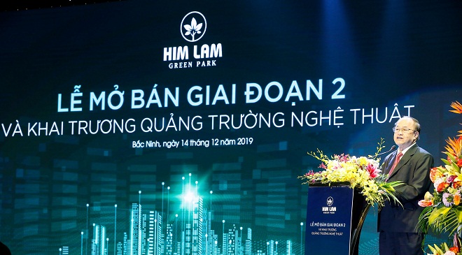 Ông Trần Văn Tĩnh - Chủ tịch HĐQT Công ty cổ phần Him Lam phát biểu tại lễ mở bán