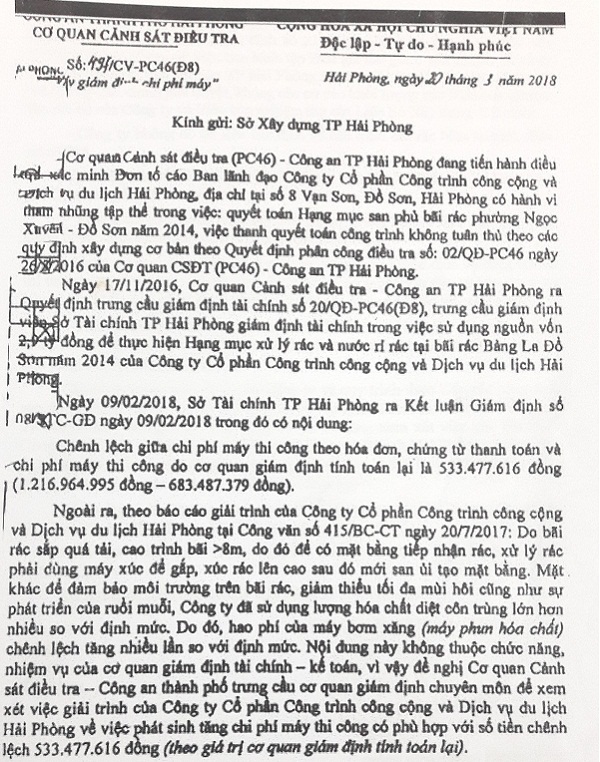 Tiếp bài, Công ty CP Công trình công cộng và dịch vụ du lịch Hải Phòng: Đừng để vụ việc “chìm xuồng”