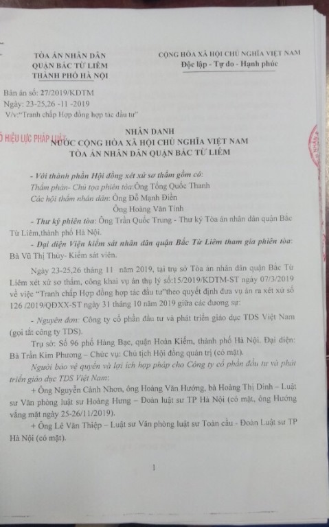 Quận Bắc Từ Liêm: Tòa tuyên án Trường Pascal và Newton nhận lại Ngôi trường trên lô TH1