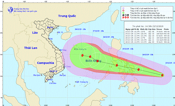 Xuất hiện bão gần Biển Đông