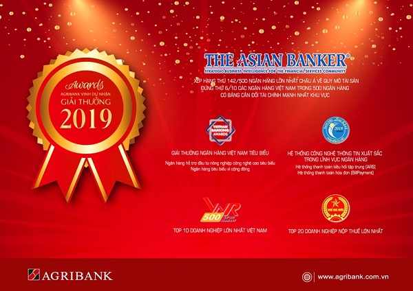 Năm 2019 - Agribank đạt nhiều giải thưởng uy tín