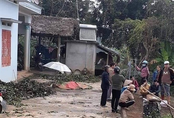 Hiện trường vụ xảy ra trọng án tại xóm Lương Bình, xã Sơn Phú, huyện Định Hóa, tỉnh Thái Nguyên.