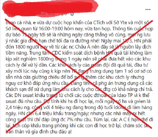 Hà Nội: Thông tin các khu cách ly tập trung Covid-19 bị quá tải là không chính xác