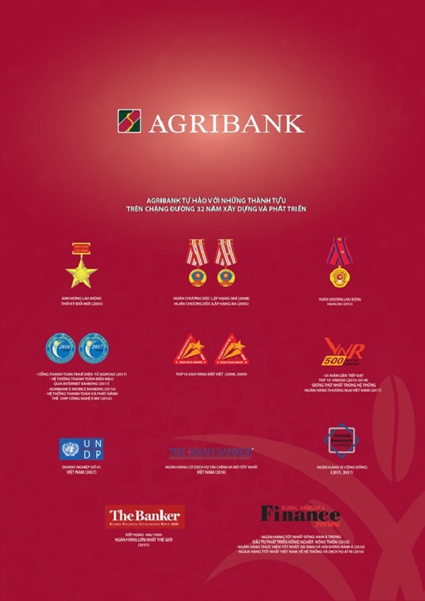 Thương hiệu Agribank gắn với nhiều danh hiệu, phần thưởng cao quý, giải thưởng uy tín trong và ngoài nước
