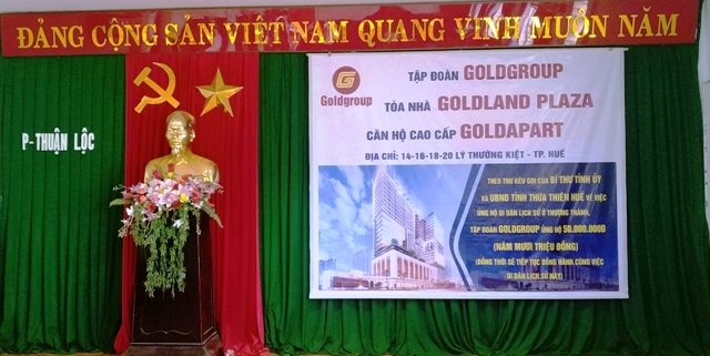 Tập đoàn GOLD GROUP hưởng ứng lời kêu gọi của Tỉnh Thừa Thiên Huế về chương trình 