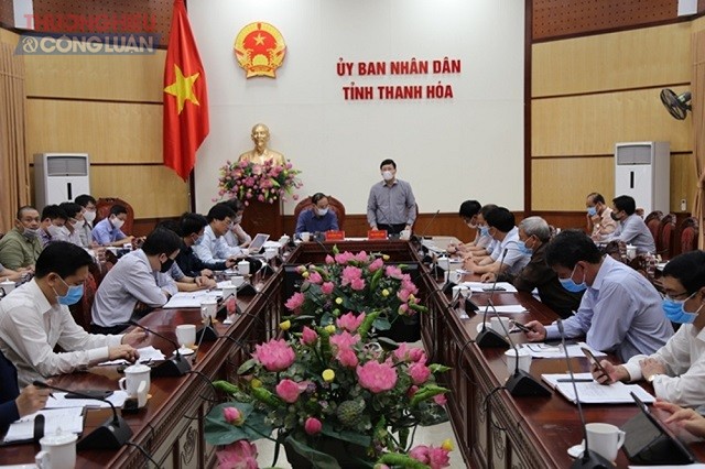 Đồng chí Mai Xuân Liêm - Phó Chủ tịch UBND tỉnh Thanh Hóa phát biểu tại buổi làm việc với Đoàn công tác của Bộ Giao thông Vận tải