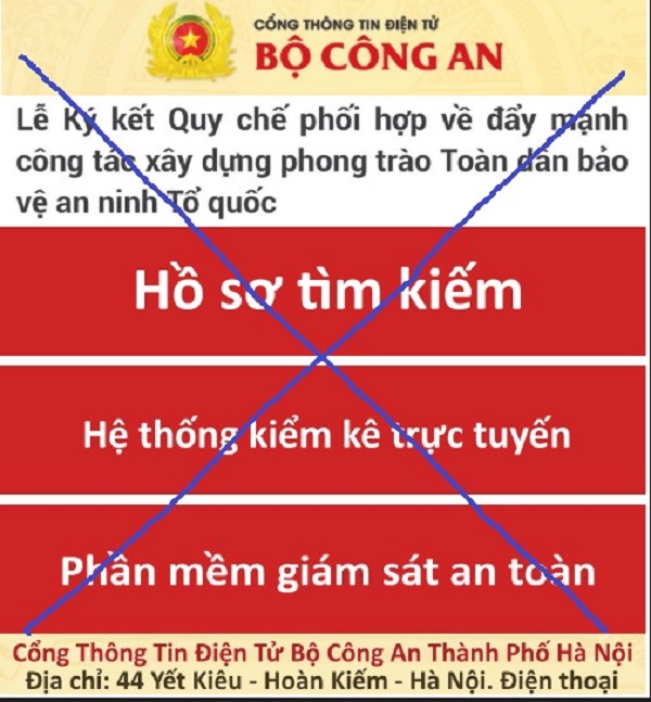 Giả mạo Cổng TTĐT Bộ Công an để thu thập thông tin cá nhân