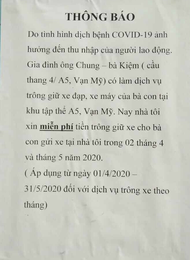 Hải Phòng: Một gia đình miễn phí trông xe tháng, giảm gánh nặng chi phí cho người dân trong mùa dịch bệnh COVID - 19