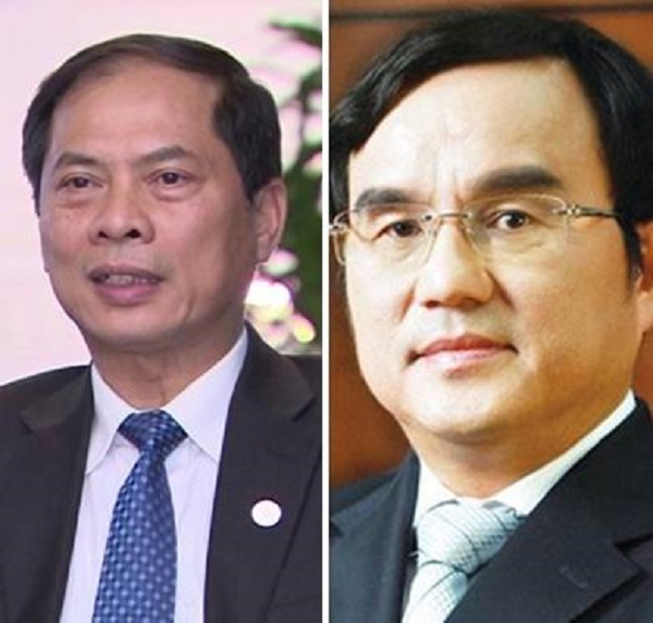 Thứ trưởng Bộ Ngoại giao Bùi Thanh Sơn (ảnh trái) và Chủ tịch Hội đồng thành viên Tập đoàn Điện lực Việt Nam Dương Quang Thành (ảnh phải)