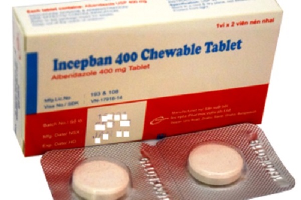 Mẫu thuốc viên nén nhai Incepban 400 Chewable Tablet (Albendazole 400mg)