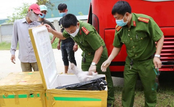 Xe khách vận chuyển 2,4 tấn động vật và nội tạng động vật bốc mùi hôi thối