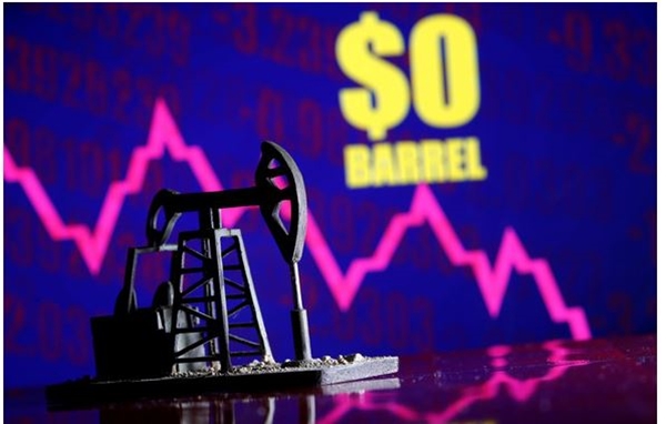 Đây là lần đầu tiên giá dầu thô thế giới rơi xuống mức âm (Ảnh: REUTERS)
