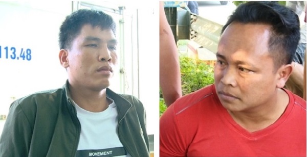 Đối tượng Nguyễn Ngọc Tú (bên trái) và Phạm Văn Hải bị Công an tỉnh Vĩnh Phúc bắt giữ