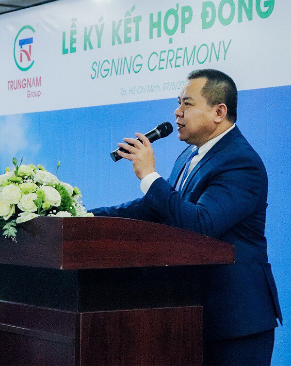 Ông Nguyễn Tâm Tiến – Tổng giám đốc Trungnam Group phát biểu tại buổi lễ ký kết.