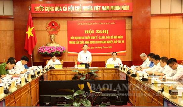 Phó chủ tịch UBND tỉnh Lạng Sơn, Nguyễn Công Trưởng phát biểu tại hội nghị (ảnh nguồn Báo Lạng Sơn)