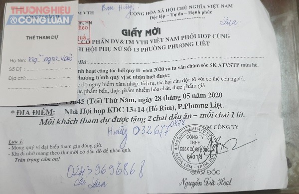 Giấy mời tham dự sự kiện ngày 28/5/2020