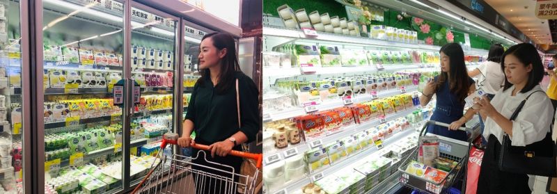 Các sản phẩm sữa mang thương hiệu Vinamilk xuất hiện trong nhiều chuỗi siêu thị hiện đại của Trung Quốc như Thiên Hồng, Hợp Mã (Hema thuộc Alibaba)