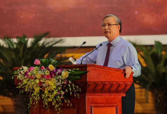 Ông Trần Quốc Vượng, Ủy viên Bộ Chính trị, Thường trực Ban Bí thư phát biểu tại hội nghị.