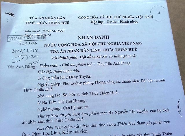 bản án 09/2014/HSST của TAND tỉnh TT Huế tuyên Hoa 13 năm tù giam