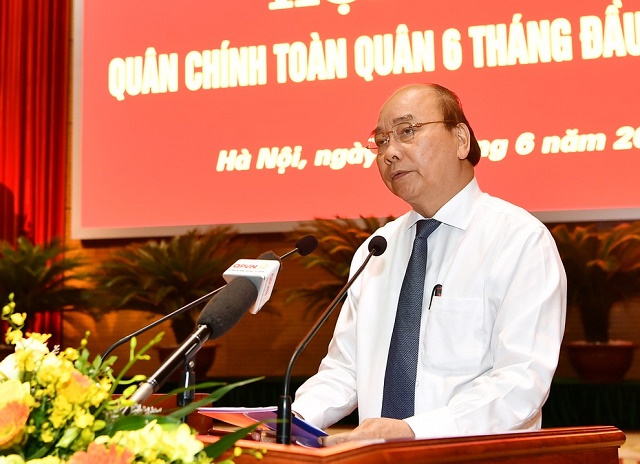 Thủ tướng Nguyễn Xuân Phúc phát biểu chỉ đạo Hội nghị Quân chính toàn quân 6 tháng đầu năm 2020