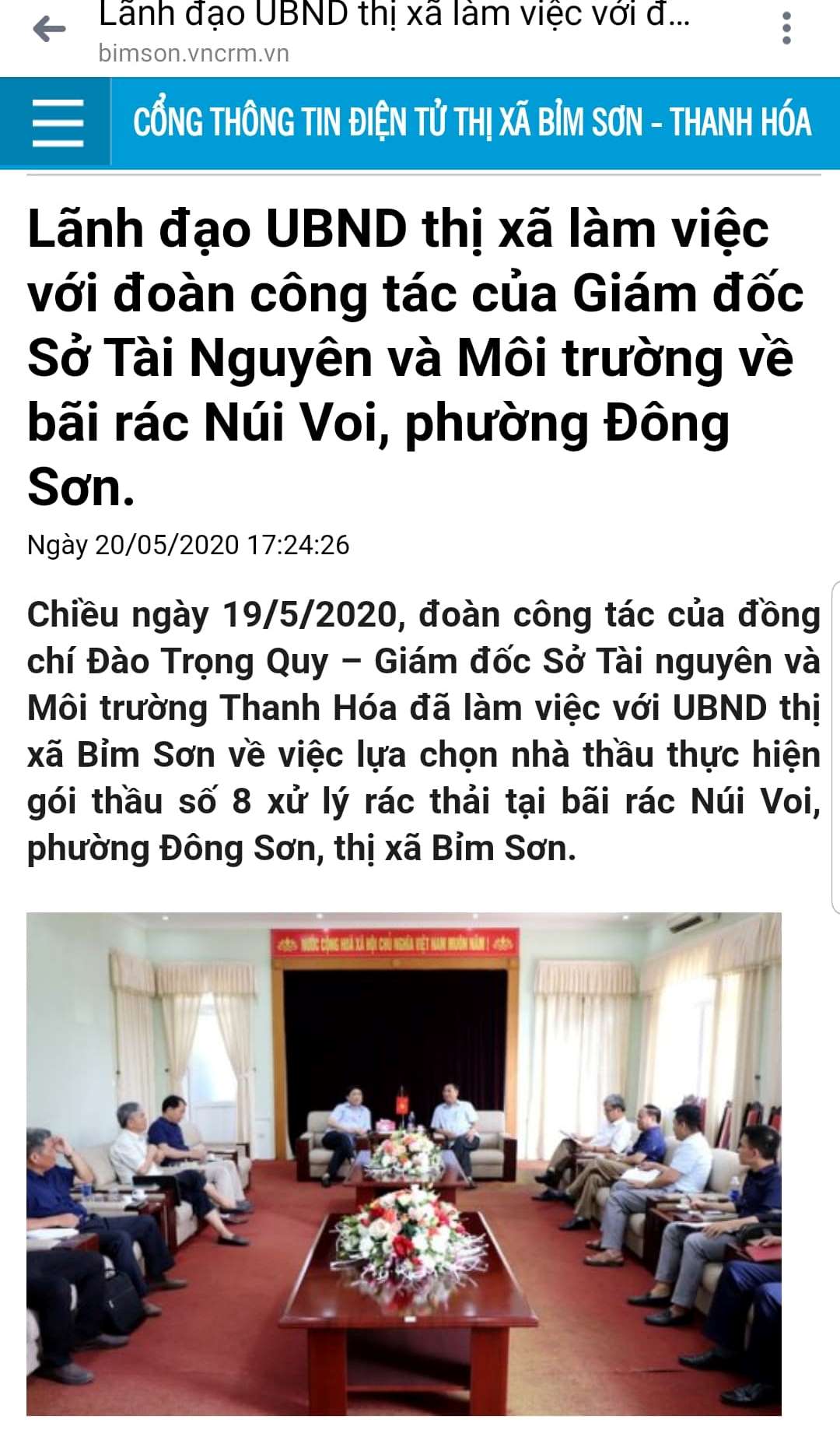 đoàn công tác của ông Đào Trọng Quy – Giám đốc Sở TN&MT Thanh Hóa đã làm việc với với UBND thị xã Bỉm Sơn