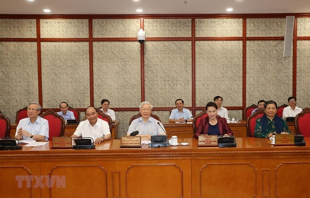 Tổng bí thư, Chủ tịch nước Nguyễn Phú Trọng phát biểu chỉ đạo cuộc họp