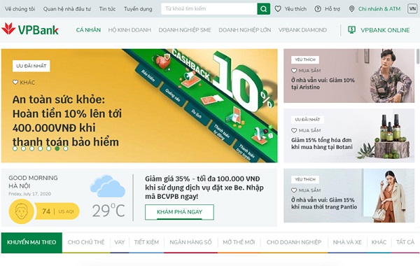 VPBank ra mắt website mới theo phong cách thương mại điện tử tích hợp trí tuệ nhân tạo