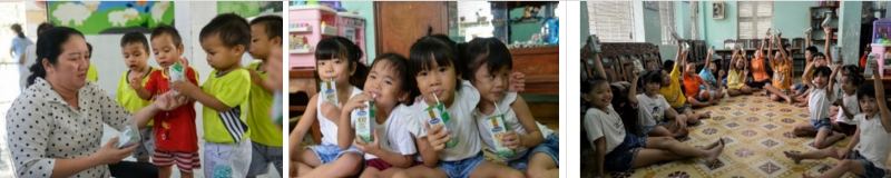 Các em sẽ được uống sữa miễn phí liên tiếp trong 3 tháng nhằm tăng cường chế độ dinh dưỡng, hỗ trợ nâng cao sức khỏe và sức đề kháng. Tại khu vực miền Nam, năm 2020, ngoài Tp.HCM, Quỹ sữa Vươn cao Việt Nam còn hỗ trợ sữa cho trẻ em các tỉnh, thành khác như Bến Tre, Trà Vinh, Tây Ninh, Bạc Liêu…
