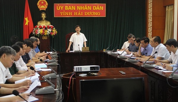 Phó Chủ tịch UBND tỉnh HẢI Dương, Phó trưởng ban TT Ban Chỉ đạo phát biểu tại cuộc họp chỉ đạo phòng chống dịch Covid - 19