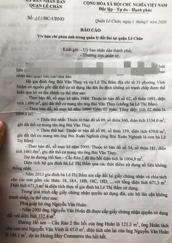 Thông tin sự thật về thửa đất 18A (quận Lê Chân, Hải Phòng) được hỗ trợ bồi thường 2,1 tỷ đồng