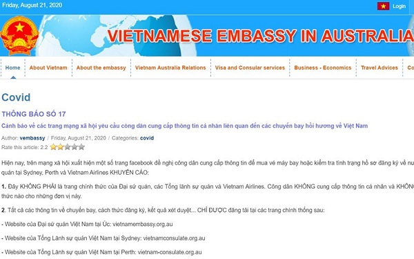 Cảnh giác với các thông tin giả lừa đưa công dân Việt Nam tại Australia về nước