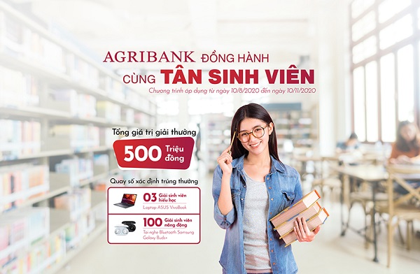 Agribank đồng hành cùng Tân sinh viên 2020, với giải Nhất là 01 Laptop Asus VivoBook X509JP i5 thời trang