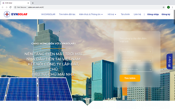 Nền tảng EVNSOLAR bước đầu được xây dựng trên trang web có địa chỉ http://solar.evn.com.vn