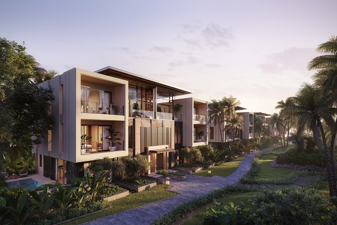 Tuân thủ đúng mô hình branded residences, các biệt thự và căn hộ mang đến trải nghiệm “sống” bên bờ vịnh hoàn hảo