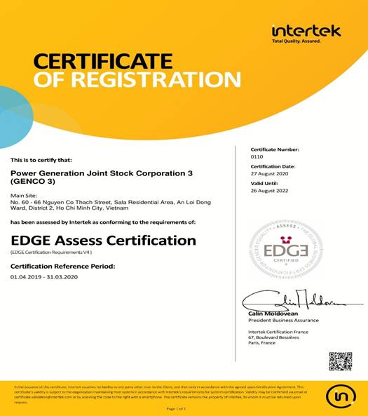 Chứng chỉ EDGE do tổ chức EDGE Certified Foundation (Thụy Sỹ) cấp.