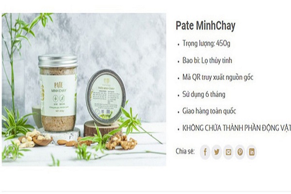 Sản phẩm của Pate Minh Chay bán trên mạng